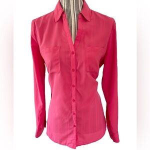 Talbots Pink Fitted Long Sleeve Button Down Shirt